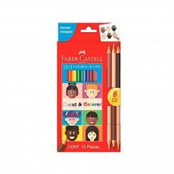 LAPIZ COLOR FABER CASTELL X12U. LARGOS CARAS Y COLORES + 3 BICOLOR